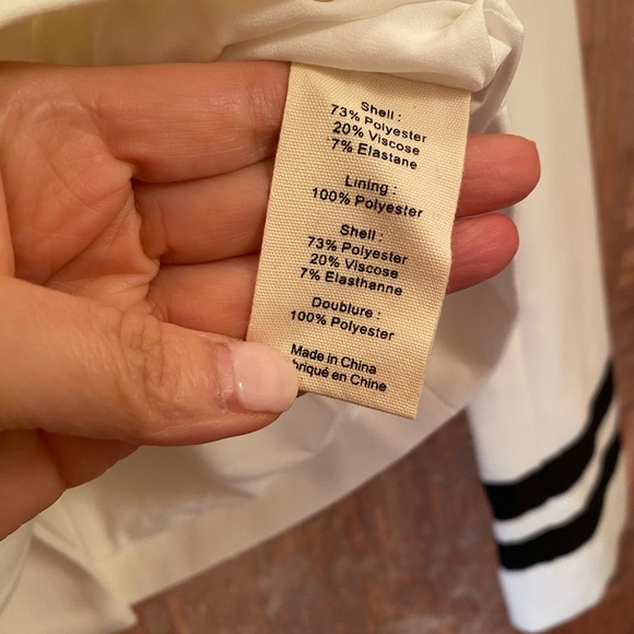 L’AGENCE Marine White Nautical Cropped Blazer Jacket with Striped Sleeves US2 - Picture 9 of 14